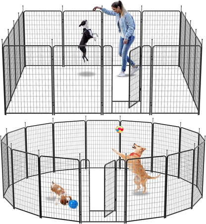 Dog Playpen Outdoor 16 Panels Heavy Duty Dog Pen 26" W×50" H Anti-Rust Exercise Fence with Doors for Large/Medium Pet Play for RV Camping Yard