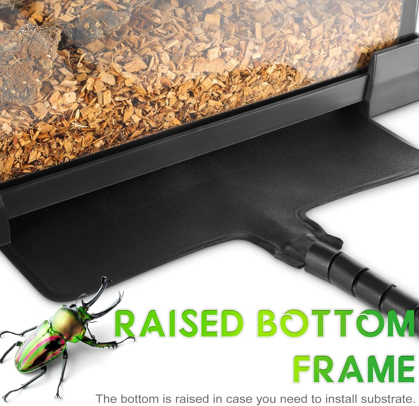 Mini Reptile Glass Terrarium 12"x8"x8" Durable Reptile Habitat Tank with Heat Resistant Aluminum Alloy Frame, Double Swinging Doors for no Jam by Sand and Other Debris - Pawvie