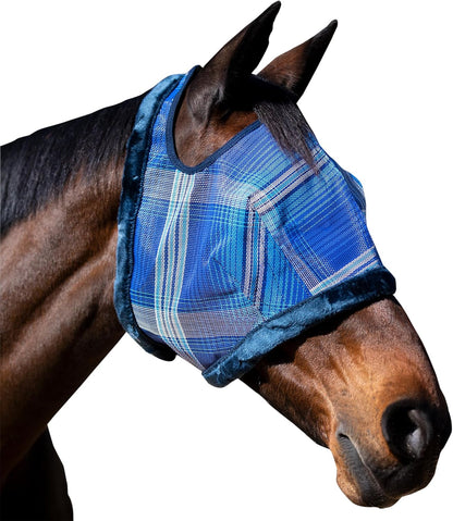 Kensington Fly Mask with Fleece Trim for Horses — Protects Face and Eyes Helps Block Sun Rays While Allowing Full Visibility — Breathable and Non Heat Transferring