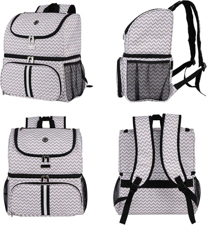 BAGLHER Pet Travel Bag, Double-Layer Pet Supplies Backpack (for All Pet Travel Supplies), Pet Travel Backpack with 2 Silicone Collapsible Bowls and 2 Food Baskets BLW - Pawvie