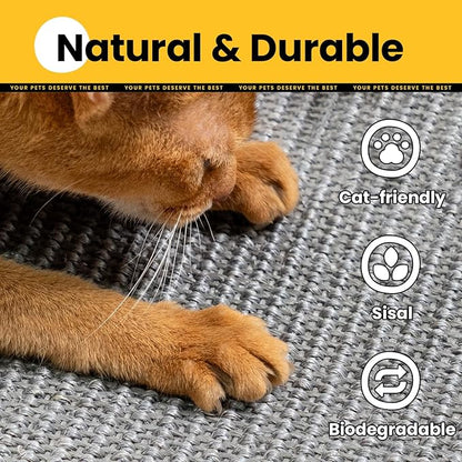 Extra Large Cat Scratcher Mat (27.5" x 35.4"), Natural Sisal Cat Scratching Pad for Indoor Cats, Mess-Free Cat Scratch Rug & Cardboard Alternative, Couch & Furniture Protector