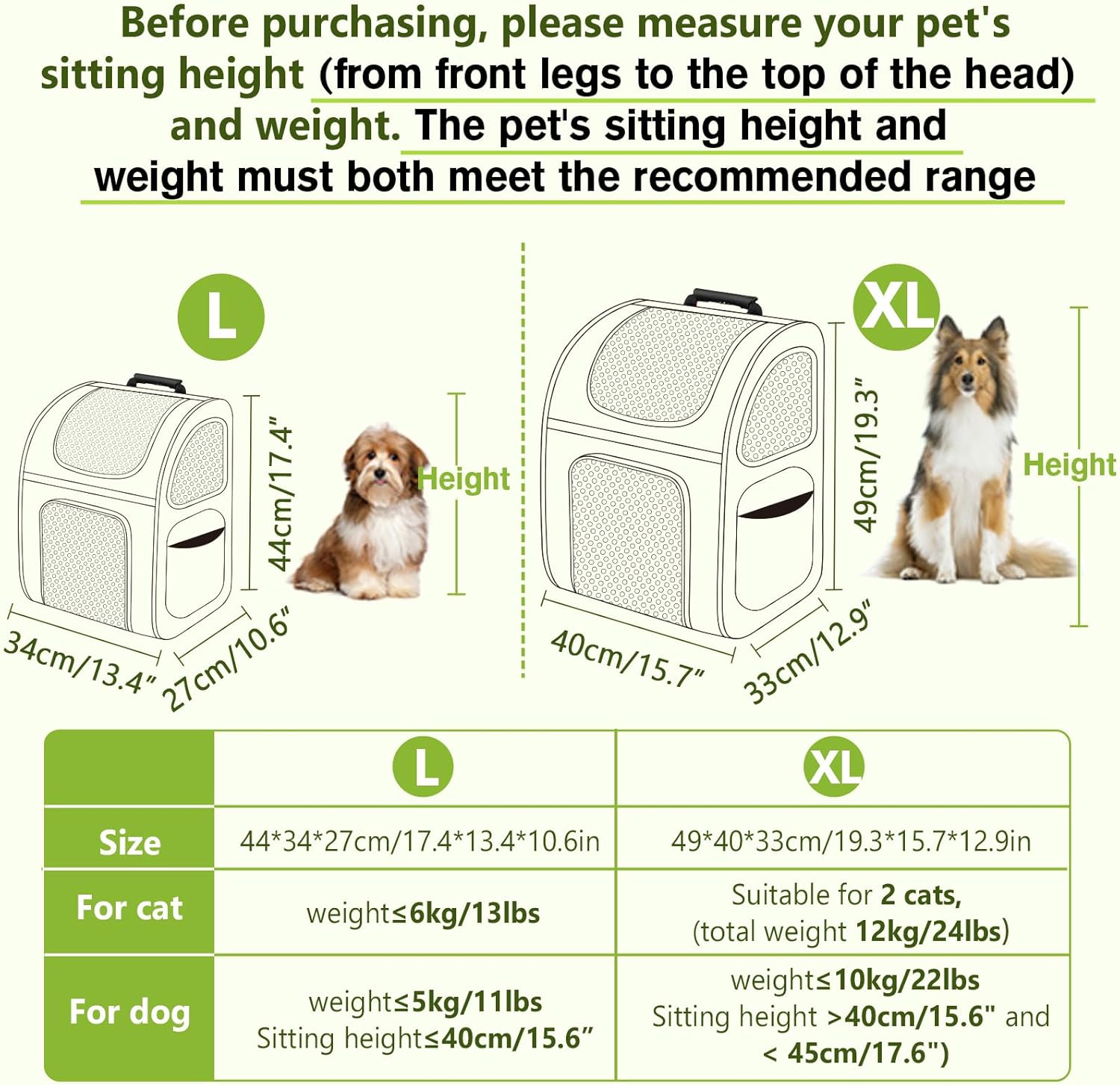 Pecute Pet Carrier Backpack, Large Cat Carrier Backpack, Expandable Cat Backpack with Breathable Mesh for Medium Large Cats, and Small Dogs, Dog Backpack Carrier for Travel Hiking Khaki - Pawvie