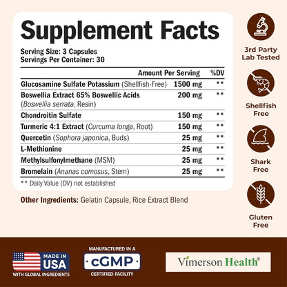 Glucosamine Chondroitin MSM – Joint Support Supplement for Women and Men with Glucosamine Sulfate 1500 mg, Chondroitin and MSM – for Cartilage, Joint Health and Flexibility – 2 Pack