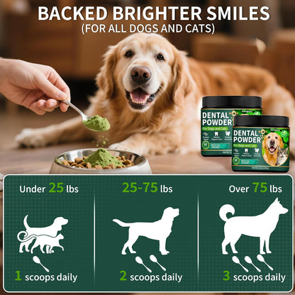 Dog Dental Powder, Dog Teeth Cleaning Powder with Natural Herbal Blend & Postbiotics, Dog Teeth Cleaning, Targets Tartar & Reduces Plaque & Bad Breath for Dogs & Cats, Mint -150Grams