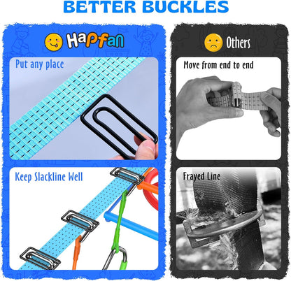 Hapfan 50 FT Ninja Warrior Obstacle Course Swing Set for Kids with Weather-Proof Accessories, Outdoor Playset with Monkey Bars for Backyard