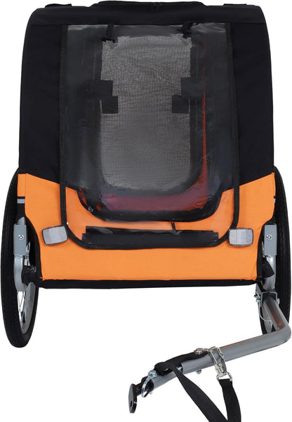 Blue-Grey Large Folding Bike Trailer for Dogs – Heavy-Duty Steel Frame, 66LB Capacity Pet Carrier for All-Terrain Cycling, Jogging & Camping Adventures! - Pawvie