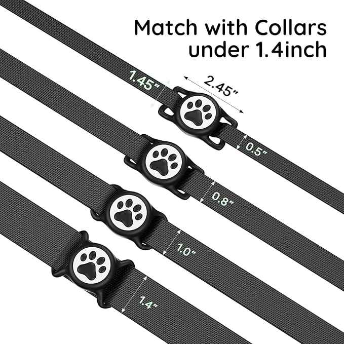 2 Pack Waterproof Airtag Dog Collar Holder for Apple Air Tag, Silicone Dog Airtag Holder for Dogs & Cat Collars (Black&White)