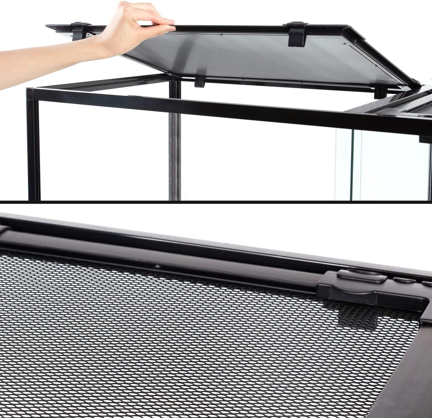REPTIZOO 88 Gallon Large Reptile Terrarium 48" x 18" x 24" Knock-Down Glass Reptile Tank with Double Hinge Door & Screen Ventilation, Supporting Used as 2 Separate Habitats Easy Assembly - Pawvie