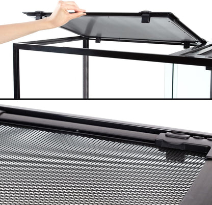 REPTIZOO 88 Gallon Large Reptile Terrarium 48" x 18" x 24" Knock-Down Glass Reptile Tank with Double Hinge Door & Screen Ventilation, Supporting Used as 2 Separate Habitats Easy Assembly - Pawvie