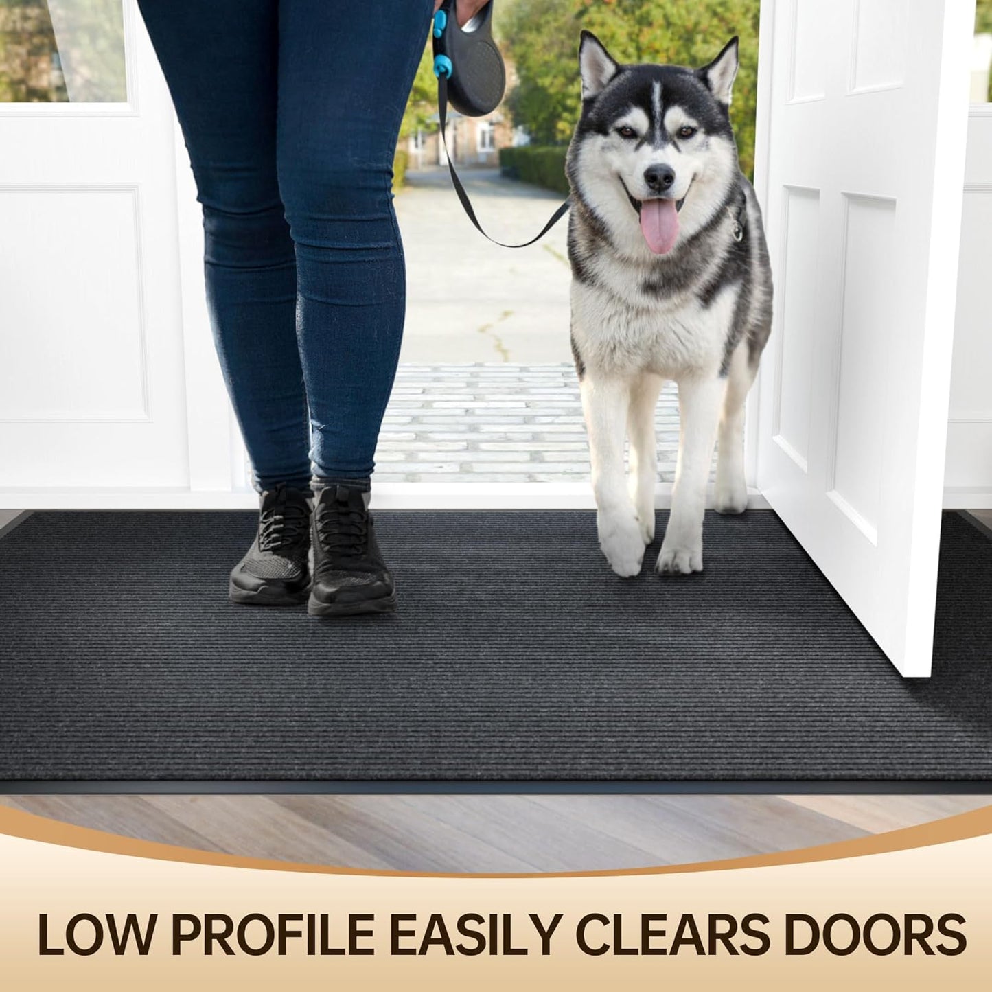 Durable Indoor Outdoor Door Mats for Entryway, Heavy Duty Front Door Mat, 72" x 36" Low Profile Welcome Mats for Entry, Stain and Fade Resistant Indoor Outdoor Entrance Mat