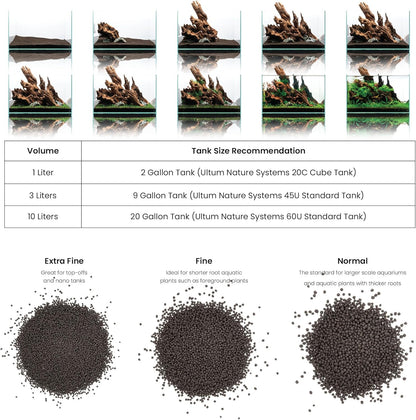 Ultum Nature Systems Controsoil - Freshwater Aqua Soil Substrate for Fish, Shrimp, Live Plant Propagation and Aquascaping - 6.8pH Low Ammonia, Volcanic Ash - Black, Fine (3 Liter | 6LB)