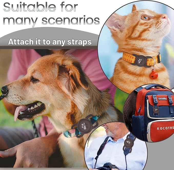 SANKALA Airtag Dog Collar Holder, [1 Pack] Waterproof Dog Airtag Holder, Silicone Full Body Covered Anti-Lost Protective Apple Air Tag Holder for Pet Collar - Fits All Width Collars, Coffee