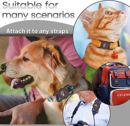 SANKALA Airtag Dog Collar Holder, [1 Pack] Waterproof Dog Airtag Holder, Silicone Full Body Covered Anti-Lost Protective Apple Air Tag Holder for Pet Collar - Fits All Width Collars, Coffee