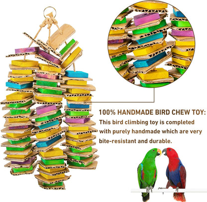MYFAMIREA Parrot Toys for Medium Birds, Parrot Chewing Cardboard Toys Natural Wooden Macaws Cage Chewing Gifts for African Greys, Cockatoos, Macaws, Small and Medium Birds