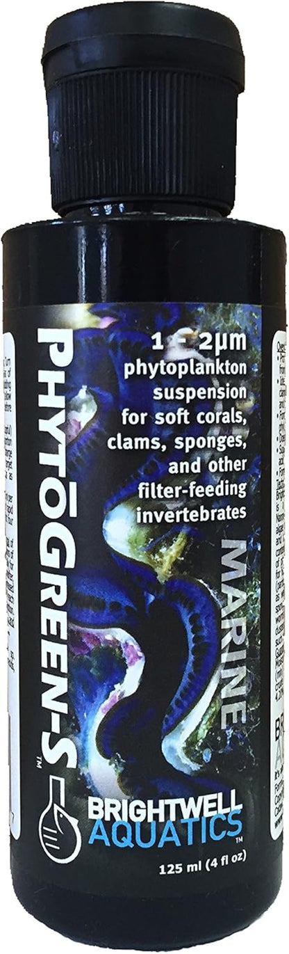 Brightwell Aquatics PhytoGreen S - Phytoplankton Suspension for Soft Corals, Clams, Sponges & Other Filter-Feeders, 125 ml