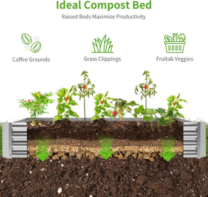 Land Guard 6×3×1ft Galvanized Metal Raised Garden Bed, Metal Planter Kit Box Outdoor for Deep-Rooted Vegetables, Flowers, Green and Herbs……