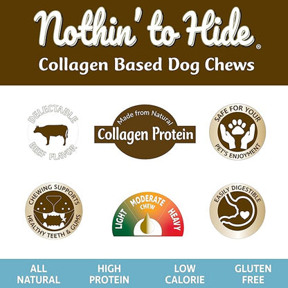 Fieldcrest Farms Nothin' to Hide Twist Stix, Beef Flavor, Easily Digestible, Supports Skin, Coat, Joints & Muscles, for Moderate Chewers Under 15lbs, 50 Pieces
