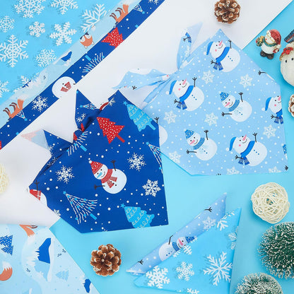 Abbylike 50 Pcs Winter Dog Bandanas Bulk Blue Snowflake Dog Bandanas for Pets Triangle Kerchief Scarf Bibs for Winter Pets Cats Party Costume Photo Props Accessories Pet Shops (31.5 x 21.7 x 21.7)