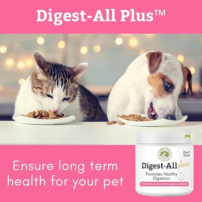 Wholistic Pet Organics Probiotics for Dogs with Digestive Enzymes & Prebiotic Fiber - 4 Oz - Daily Cat & Dog Probiotics for Digestive Health, Anti Diarrhea & Gut Support - Cat Probiotic - 113 Scoops