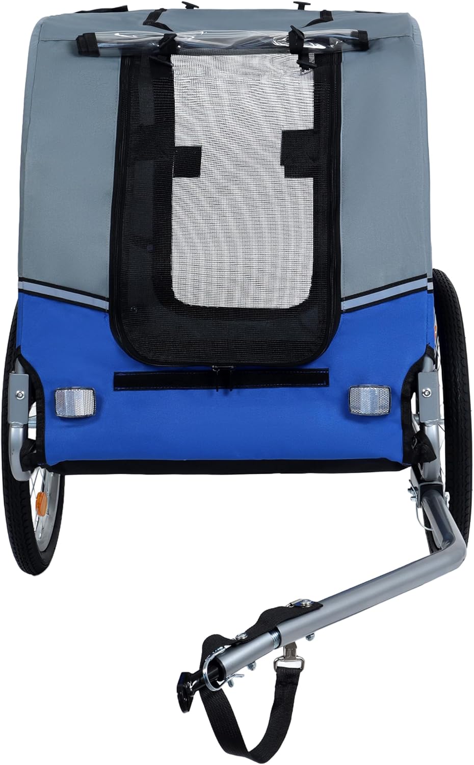 Blue-Grey Large Folding Bike Trailer for Dogs – Heavy-Duty Steel Frame, 66LB Capacity Pet Carrier for All-Terrain Cycling, Jogging & Camping Adventures! - Pawvie