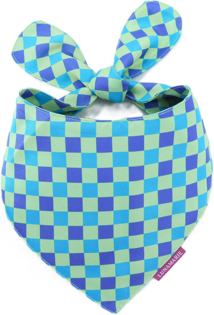 LunaMarie - Luxury Pet Birthday Bandanas -Premium & Silky Poly Fabric | 100% Handmade | Custom Shape Dual Layered (Electric Rebel, Medium)