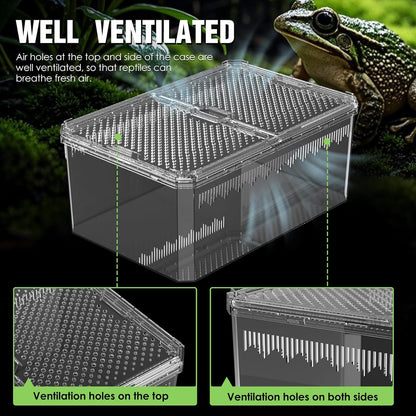 Breathable and Secure Reptile Tank with high Transparency - Ideal Container House for Hermit Crab, Tarantula Enclosure, Turtle Tank or Jumping Spider Habitat (L)