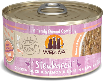 Weruva Classic Cat Stews!, Stewbacca with Chicken, Duck & Salmon in Gravy, 2.8oz Can (Pack of 12)