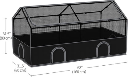 DINMO Small Animal Playpen, Chicken Brooder Box with Cover Top, Pet Fence Indoor, Guinea Pig Cages,Pet Playpen with Waterproof Floor for Hamsters, Hedgehogs, Bunny,Kittens, Chicken,Black