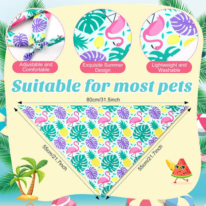 Weewooday 50 Pcs Hawaiian Dog Bandanas Bulk for Dogs Soft Bibs Adjustable Triangle Pet Bandana for Small Medium Large Costume(Hawaii Pattern, 31.5 x 21.7 X21.7 Inch)