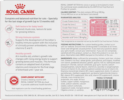 Royal Canin Feline Health Nutrition Kitten Thin Slices in Gravy Canned Cat Food, 3 oz can (6-pack)