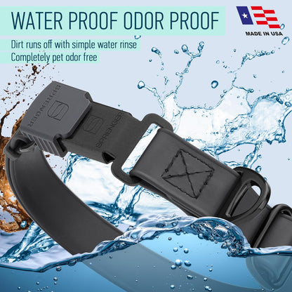 Dogline Biothane Waterproof Dog Collar with Herm Sprenger Black Stainless Steel Quick Release Buckle – Heavy Duty Tactical Durable Collar for Dogs – Comfortable and Safe Pet Collar W3/4" L12-19 Black