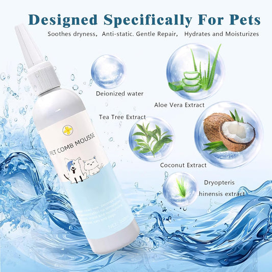 Pet Steam Brush Spray Refill for Dogs & Cats – Concentrated Waterless Shampoo, 3-in-1 Grooming Spray Comb Mist, 2*Shampoo(Steam Brush not Included)