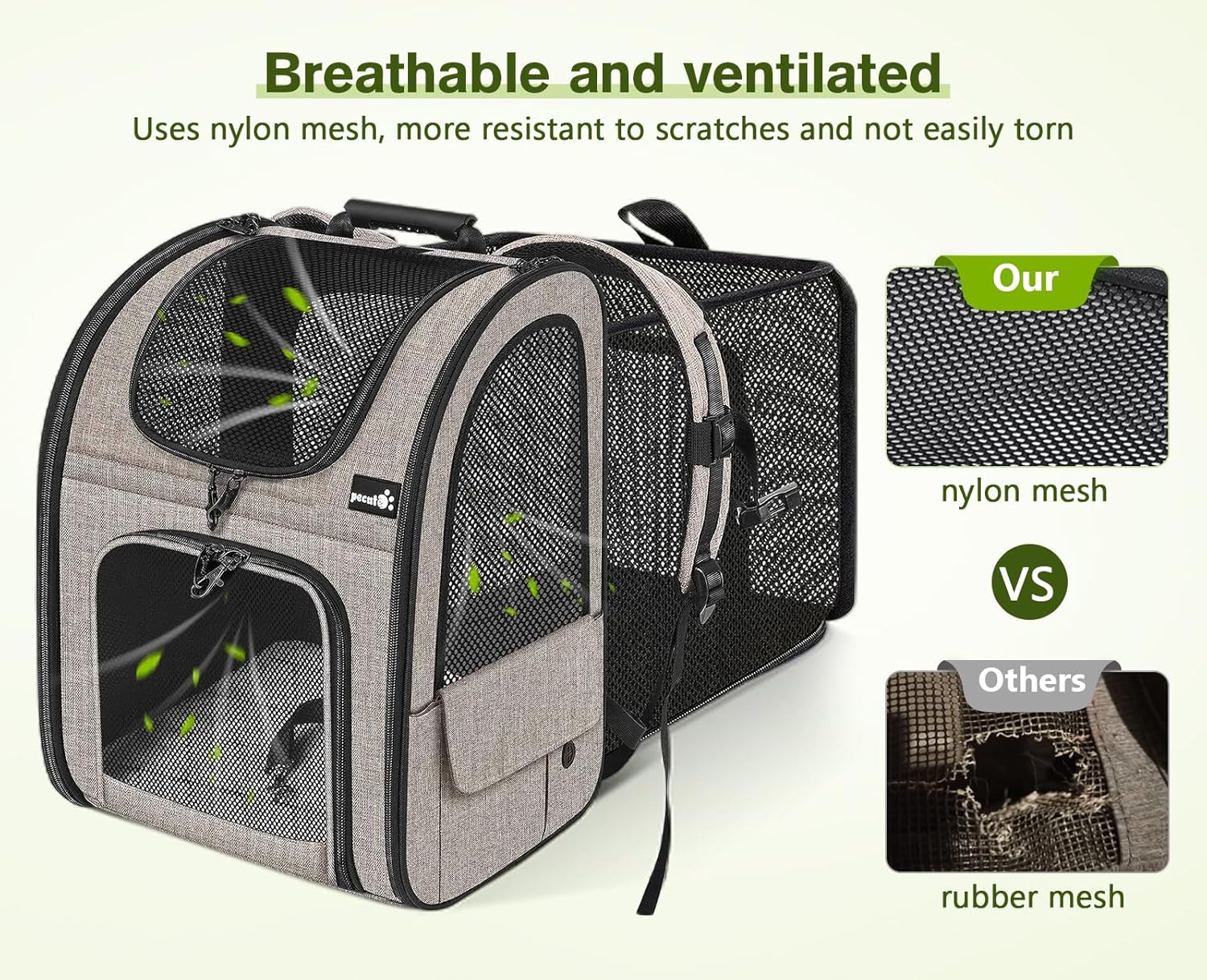 Pecute Pet Carrier Backpack, Dog Carrier Backpack, Expandable with Breathable Mesh for Small Dogs Cats Puppies, Pet Backpack Bag for Hiking Travel Camping Outdoor Hold Pets Up to 17 Lbs - Pawvie