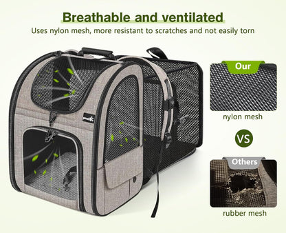 Pecute Pet Carrier Backpack, Dog Carrier Backpack, Expandable with Breathable Mesh for Small Dogs Cats Puppies, Pet Backpack Bag for Hiking Travel Camping Outdoor Hold Pets Up to 17 Lbs - Pawvie
