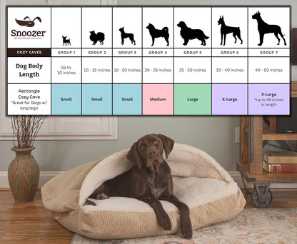 Snoozer Pet Products Luxury Rectangle Cozy Cave Dog Bed with Microsuede, Showdog Collection, Extra Large, Merlin Pewter