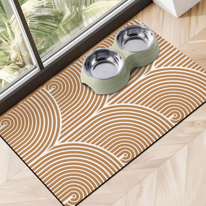 Eco-Friendly Pet Supplies: Absorbent Quick Dry Cat & Dog Food Mat, 16"x24"