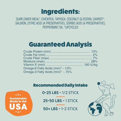 Shameless Pets Dental Treats for Dogs, Carrate Chomp (32 Sticks) - Supports Skin & Coat for Teeth Cleaning & Fresh Breath - Dog Bones Dental Chews Free from Grain, Corn & Soy