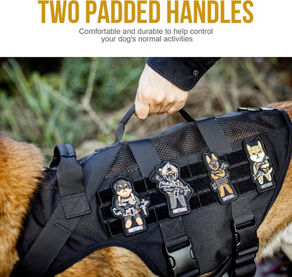 OneTigris No Pull Tactical Dog Harness for Medium Dog, Aire Mesh Dog Vest Harness, Breathable Military Dogs Molle Vests with Handles, Service Dogs Vest for Walking Hiking Training (M, Black)
