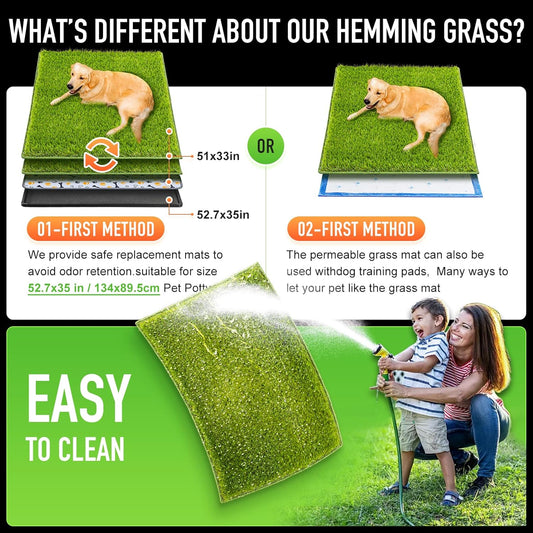 Hompet Artificial Grass for Dogs, 51"x33", Professional Dog Grass Mat, Easy to Clean with Drainage Holes, Potty Training Pad and Replacement Fake Grass Turf, Outdoor Rug Patio Lawn Decoration