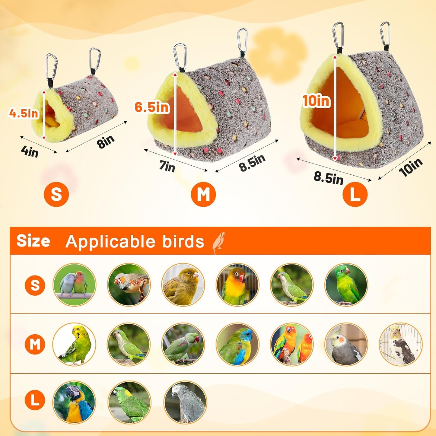 MEWTOGO Small Warm Bird Nest House - Cozy Bird Bed for Cage with Mat, Hanging Hammock Shed Hideaway Hut for Lovebirds Lineolated Parakeets Canaries Zebra Finches Society Finches Parrotlets
