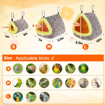 MEWTOGO Large Warm Bird Nest House - Cozy Bird Bed for Cage with Mat, Hanging Hammock Shed Hideaway Hut for Macaw African Grey Amazon Parrots
