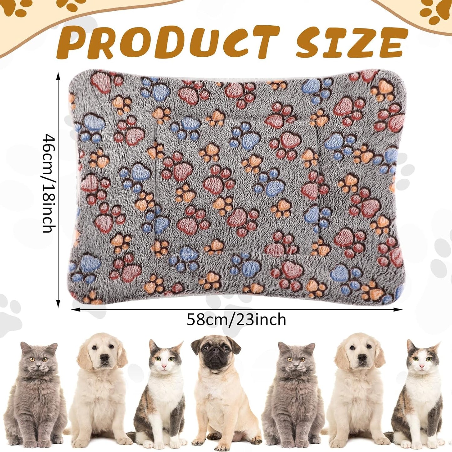 4 Pack Ultra Soft Dog Cat Bed Mat with Cute Prints Reversible Fleece Dog Crate Kennel Pad Cozy Washable Thickened Hamster Guinea Pig Pet Bed Mat for Small Animals(23 x 18 Inches,Gray)