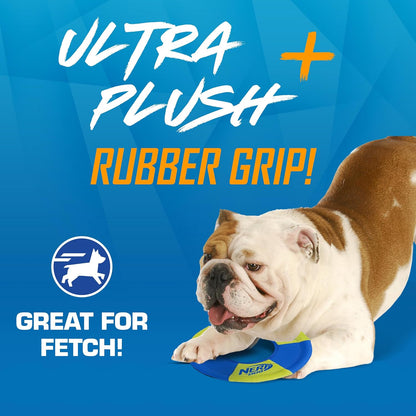 Nerf Dog Trackshot Toss and Tug Ring Outdoor Dog Toy 2 Pack, 9 Inch Dog Tug and Fetch Toy, for Medium and Large Breeds, Blue/Orange/Green