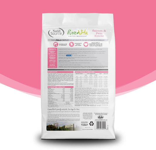NutriSource Pure Vita Limited Ingredient Grain Free Dry Dog Food, Salmon and Peas, 12LB