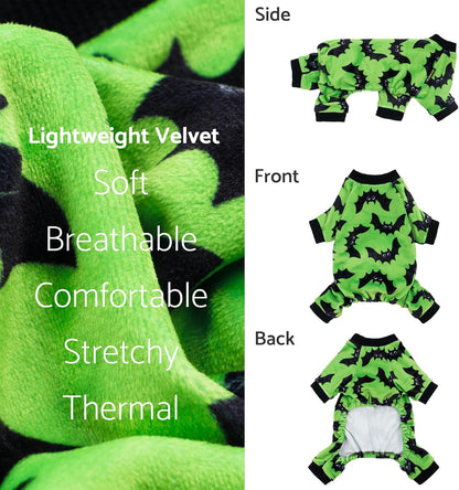 Fitwarm Halloween Bat Dog Pajamas, Funny Costumes for Small Dogs Boy Girl, Pet Outfit, Lime Green, Black, XL