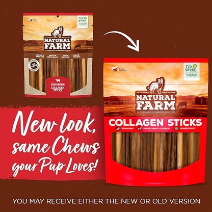 Natural Farm Braided Collagen Chews for Dogs (12 Inch, 6 Pack), Collagen Sticks, Natural Dog Chews, Long Lasting, for Small, Medium and Large Dogs, Odor-Free, Rawhide Alternative