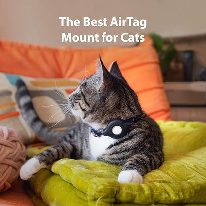 AirTag Cat Collar Mount - TagVault™ - The Secure & Compact AirTag Holder for Cats | Doesn't Dangle, for Small Dogs Too | Elevation Lab (2 Pack)