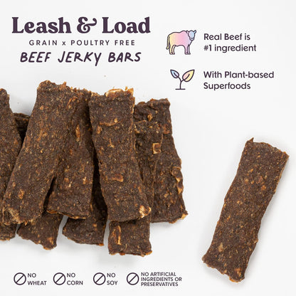 Bundle x Joy Dog Treats Jerky Snack Bars, Variety 3-5 oz Bags, Training Treats, Natural Superfood Grain Free, Real Salmon, Chicken, Beef, Superfoods, Corn & Soy Free