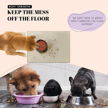 AVERYDAY 23x16'' Silicone Dog Mat for Food and Water, 0.63'' Edge Dog Food Bowl Mats for Floor Waterproof, Dogs Water Mat for Sloppy Drinker, Non Slip Rubber Pet Feeding Mats for Indoor Dogs and Cats