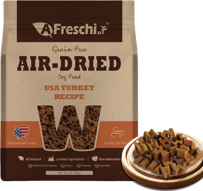 AFreschi Air-Dried Dog Food Turkey Recipe 1 lb, All-Natural, Complete & Balanced, Single-Animal Protein, Grain-Free, High-Protein, Limited Ingredients